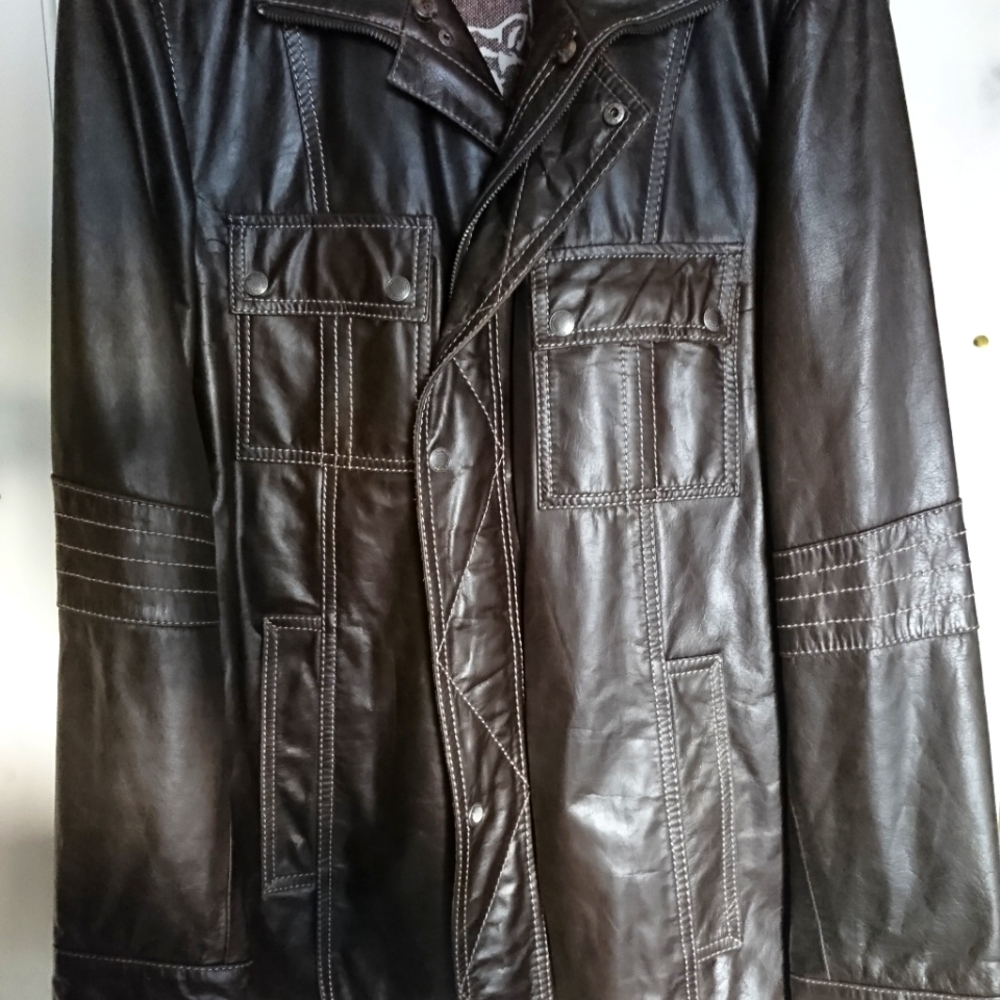 McNeal Mens Leather Jacket Brown Medium